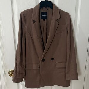 Madewell Drapeweave Caldwell Double-Breasted Tan Blazer Women’s Size M NH328